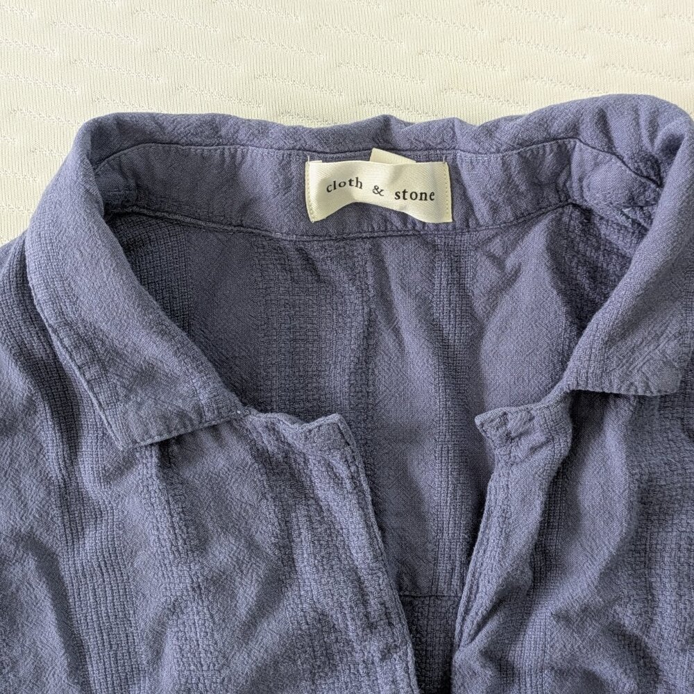 Anthropologie Cloth & Stone Dress Size Medium Blue Buttondown Belted Dress - Picture 6 of 6